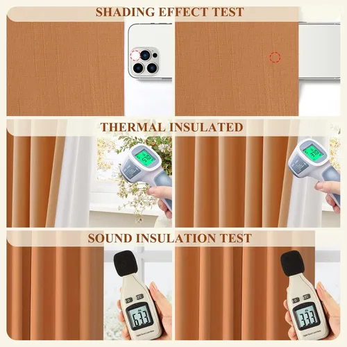 Miniatura 117 de Cream Linen Blackout Curtains 96 Length 2 Panels Set for Living Room Bedroom, 100% Black Out Thermal Insulated Linen Drapes, Room Darkening Grommet
