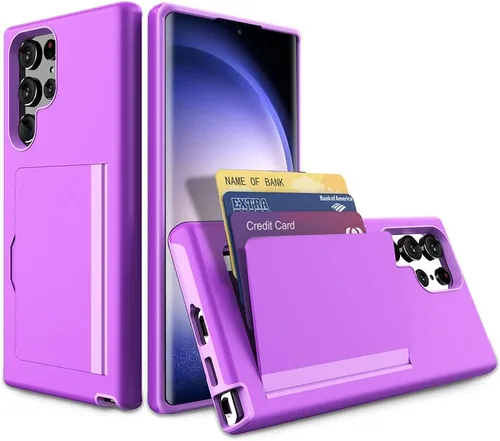 Miniatura 26 de Funda para Samsung Galaxy S25 con tarjetero, ranura para tarjeta de crédito Funda protectora tipo cartera - Negro