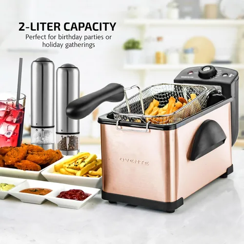 Miniatura 2 de OVENTE Freidora eléctrica de 2 litros de capacidad, tapa con ventana de visión, temperatura ajustable, cesta extraíble y mango de tacto frío