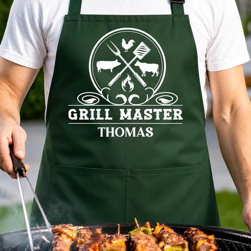 Miniatura 2 de Delantal para barbacoa y parrilla, regalo personalizado para el día del padre para papá, maestro de parrilla, abuelo, delantal de chef, delantales