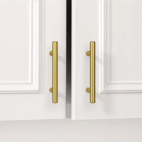 Miniatura 25 de Goldenwarm Paquete de 15 manijas doradas de 2-1/2 pulgadas, tiradores de gabinete de latón cepillado, manijas doradas para cajones de cocina