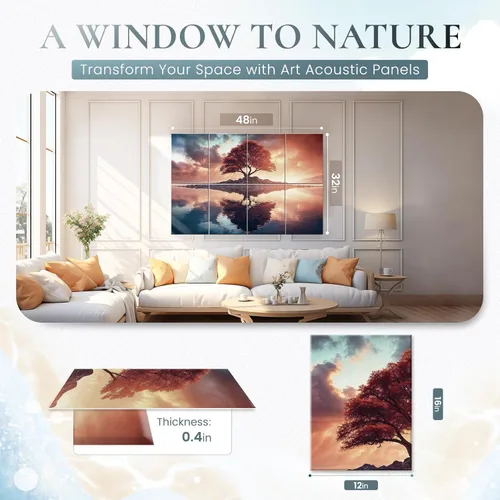 Miniatura 2 de Paquete de 8 Paneles Decorativos Absorbentes de Sonido, Arte de Pared Absorbente de Sonido, Arte de Pared Acústico de 48 x 32 Pulgadas