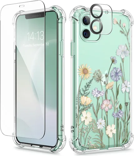 Miniatura 169 de GVIEWIN - Funda floral para iPhone 14 de 6.1 pulgadas, protector de pantalla + protector de lente de cámara, no se amarillenta, a prueba de golpes