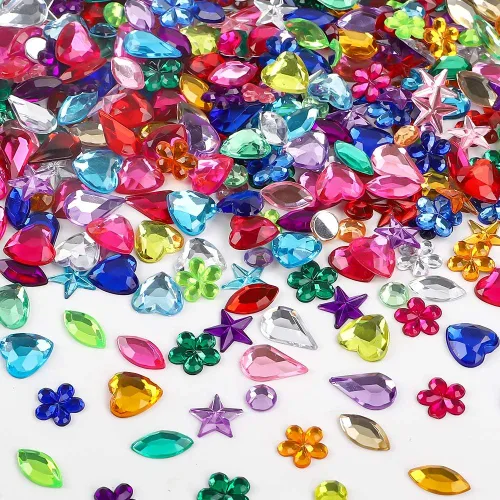 Miniatura 4 de JPSOR 600 piezas de gemas y joyas para manualidades, diamantes de imitación acrílicos con parte trasera plana para decoraciones de fiesta
