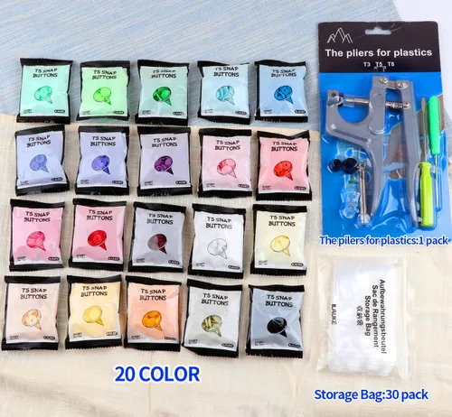 Miniatura 7 de ilauke 400 juegos de botones a presión con alicates a presión T5 broches de plástico sin coser botones fijador para ropa, pañales, baberos, abrigo