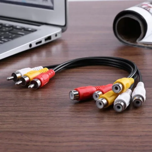 Miniatura 4 de 3RCA AV Audio Video Splitter Cable 1 en 2 Salida 3 Macho 6 Hembra 11.8 in Reproductor de DVD Consola de Juegos Proyector de TV Externa Monitor
