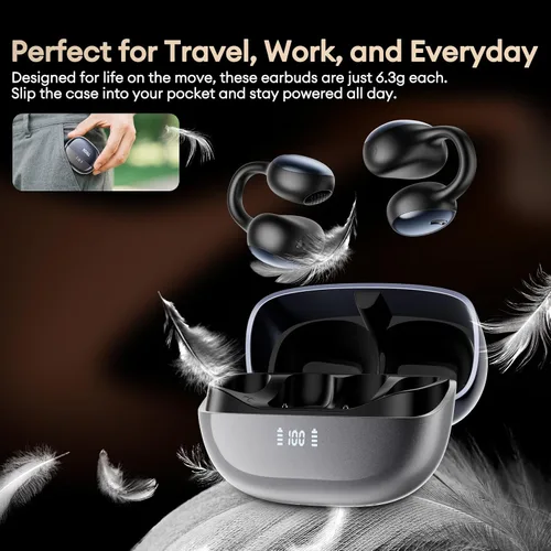 Miniatura 7 de PAXA 2026 MGC11 - Auriculares de oreja abierta, inalámbricos Bluetooth 6.0, con clip, cómodos auriculares abiertos para deportes, fitness