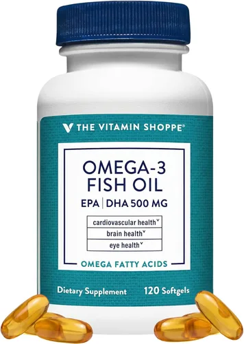 The Vitamin Shoppe Aceite de pescado Omega 3 de 1000 mg con EPA DHA 500 mg, apoyo cardiovascular, cerebral y de la salud ocular para hombres y
