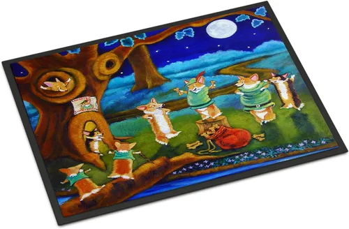 Caroline's Treasures 7415JMAT Corgi Robin Hood - Tapete para puerta delantera, 24 x 36 pulgadas, para interiores y exteriores, para entrada,