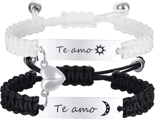 XUANPAI - Pulseras personalizadas hechas a mano con cuerda trenzada y placa de identificación para parejas para mujeres hombres amistad etc