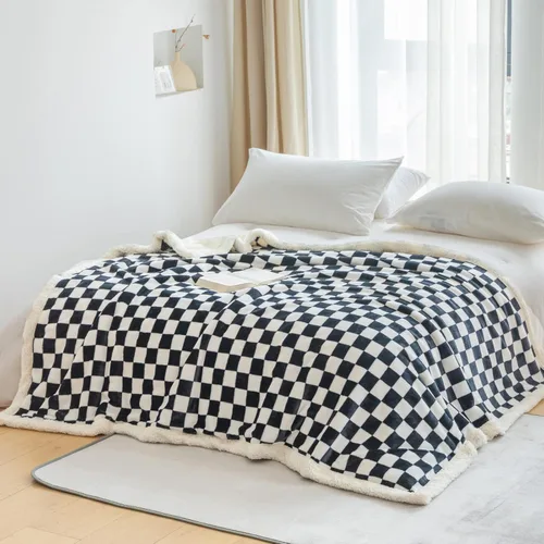Miniatura 6 de LOMAO - Manta de sherpa de forro polar con patrón a cuadros, suave y gruesa, lujosa, cálida y acogedora para sofá, cama o sillón, para todas