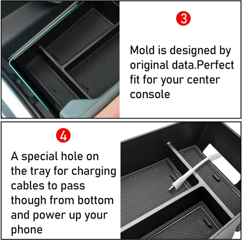 Miniatura 5 de Jaronx Compatible con BMW X5 G05/X6 G06/X7 G07 Organizador de consola central, bandeja organizadora de almacenamiento compatible con BMW X5 G05/X7