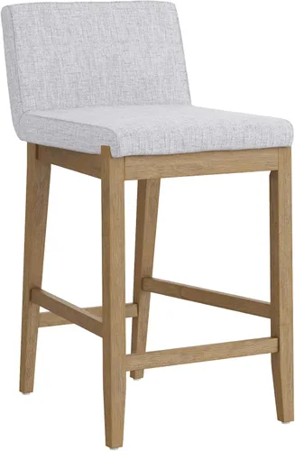 Miniatura 6 de Nathan James Gracie Taburete de bar moderno de altura de mostrador con respaldo, taburete de isla de cocina tapizado con patas de madera maciza