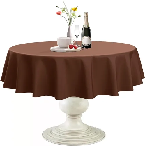 Miniatura 26 de Softalker Mantel Redondo, Impermeable y Resistente a las Manchas, Mantel de Tela Sin Arrugas, Lavable, Poliéster de 210GSM, Cubierta de Mesa