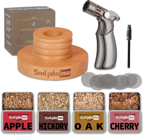 Kit de ahumador de whisky con antorcha, ahumador de bebida bourbon Old Fashioned con virutas de madera de 4 sabores, regalos de cumpleaños y Día de