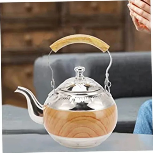 Miniatura 5 de GANAZONO Tetera de acero inoxidable con capacidad para tetera con mango ergonómico, diseño para sala de té, elegante accesorio de cocina funcional