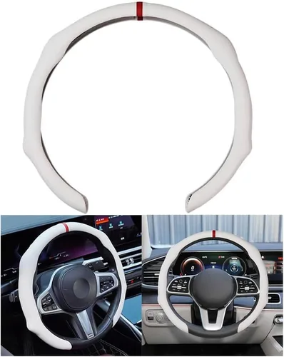 Miniatura 8 de Osilly Funda para volante de automóvil, funda protectora para volante de vehículo de cuero antideslizante de 15 pulgadas, accesorios cómodos