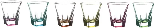 Elegante y moderna cristalería de cristal de fusión para organizar fiestas y eventos, vasos de chupito multicolor, juego de 6, 2 onzas