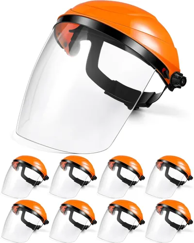 Miniatura 11 de Tellegloww 4 protectores faciales de seguridad transparentes para moler y cortar, ligero, resistente a los impactos con trinquete ajustable, máscara