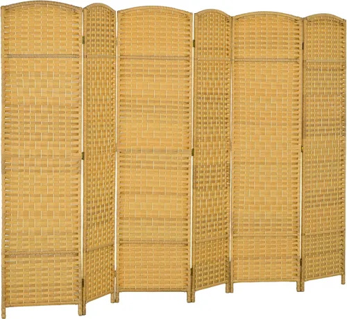 Miniatura 19 de HOMCOM Divisor de habitación de 3 paneles, pantalla de privacidad plegable de 6 pies de alto, partición de pared independiente tejida a mano