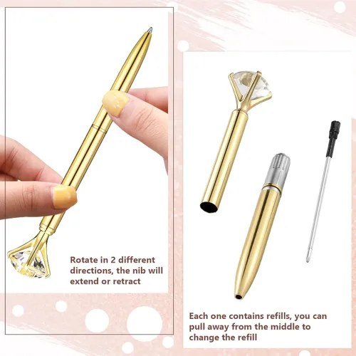 Miniatura 3 de Leinuosen 50 bolígrafos de diamante con diseño de cristal, tinta negra, bolígrafos unisex, perfectos para despedida de soltera, oficina, escuela