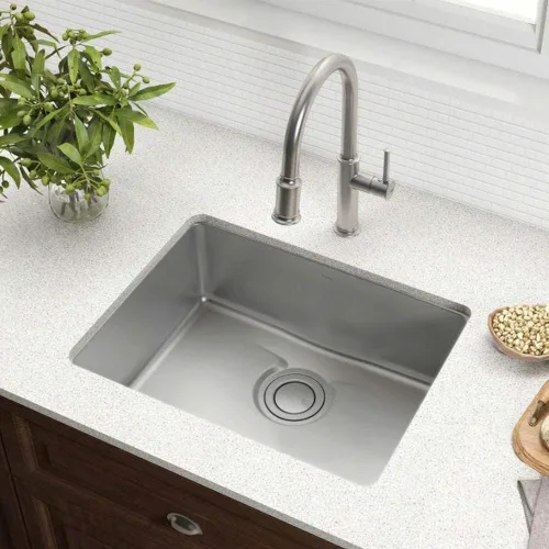 Miniatura 3 de Kraus Dex 25-pulgadas Fregadero de cocina de acero inoxidable de calibre TRU16, montaje por debajo, con un tazón, con sistema de drenaje DrainAssure