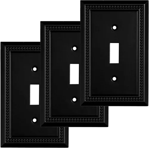 Miniatura 56 de Henne Bery Sunken Pearls - Placa de interruptor/placa de pared y cubierta de salida (decorador individual, 2 unidades, negro mate)