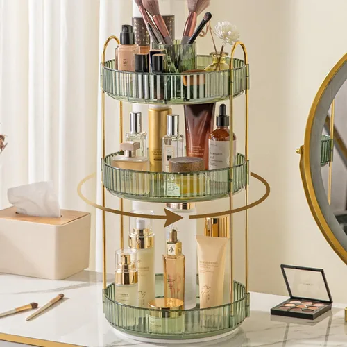 Miniatura 10 de Aveniee Organizador de maquillaje giratorio de 360 grados para tocador, organizadores de baño mejorados para perfume y cuidado de la piel