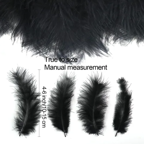 Miniatura 2 de Paquete de 100 plumas de marabú de pavo esponjosas de 4 a 6 pulgadas para manualidades, atrapasueños con flecos, plumas de colores, paquete