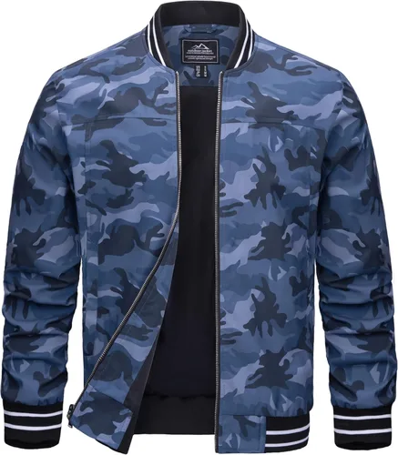 Miniatura 14 de MAGCOMSEN Chaqueta bomber para hombre, ligera, cortavientos, con cremallera, resistente al viento, casual, primavera, otoño, abrigo para golf