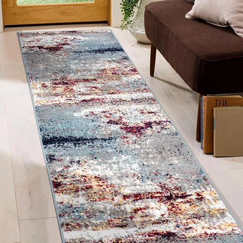 Miniatura 12 de Rugshop - Alfombra moderna envejecida gris abstracta estilo bohemio con acuarela para pasillo, entrada y cocina, 2 pies x 7 pies