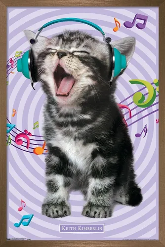 Miniatura 18 de Trends International Keith Kimberlin - Gato - Póster de pared cantando, 14.725 x 22.375 pulgadas, versión con marco de madera tipo granero