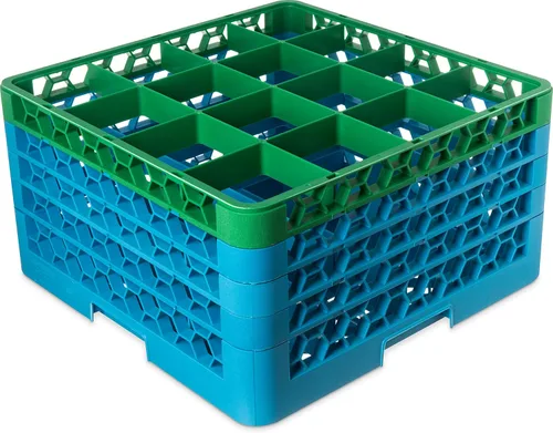 Miniatura 86 de Carlisle FoodService Products RG9-214 OptiClean Estante de vidrio con 9 compartimentos con 2 extensores, 7.12 pulgadas, polipropileno, azul