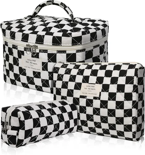 Miniatura 23 de Gosect Bolsa de maquillaje grande, bonita bolsa de cosméticos para mujeres y niñas, bolsa de aseo estética de coqueta floral, bolsa organizadora