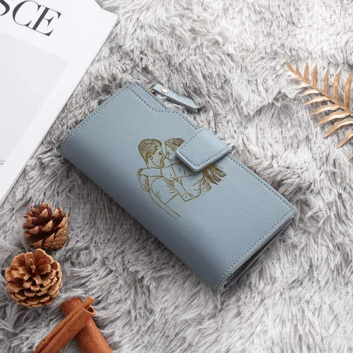 Miniatura 11 de Loveje - Billeteras personalizadas para mujer, de piel sintética, con grabadas fotográficas, triple pliegue, tarjeta de crédito, cartera larga