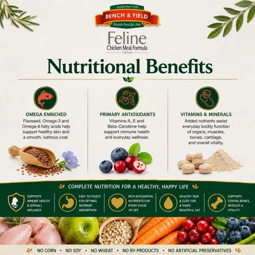 Miniatura 6 de Bench & Field Holistic Premium Alimento seco para gatos, harina de pollo y arroz integral, hecho sin maíz, trigo o soja, para todas las etapas