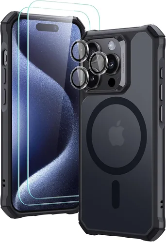 ESR Funda para iPhone 15 Pro, compatible con MagSafe, protección de grado militar, esquinas de protección de aire a prueba de golpes, parte trasera