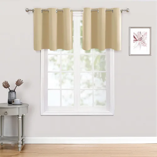 Miniatura 18 de ChrisDowa - Cortinas de cenefa pequeñas para cocina, cortinas cortas con ojales y aislamiento térmico para oscurecer la sala y habitación