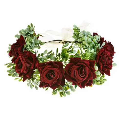 Miniatura 23 de Vividsun Corona floral de hoja verde para boda, corona de flores nupciales, accesorios de maternidad para fotos (A blanco)