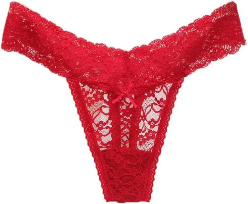 Miniatura 6 de UWOCEKA Tangas de encaje sexy para mujer, ropa interior atrevida, paquete de 5