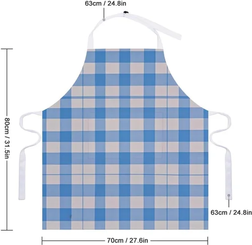 Miniatura 2 de Personalized Blue And White Adult Apron, Kitchen Cooking Aprons for Woman Man, Adjustable Bib Apron with Pocket for Baking, BBQ Crafting Outdoors