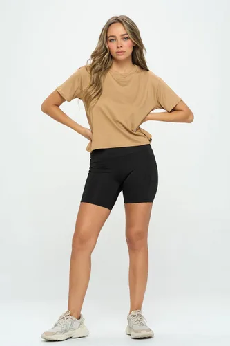 Miniatura 5 de KNIT RIOT Camiseta corta para mujer, manga corta, suave, con cuello redondo, casual, activa, para yoga, correr, camiseta recortada