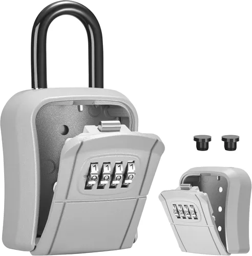 Caja de Seguridad con Llave Puroma, Caja de Seguridad Portátil con Combinación para Montaje en Pared para Almacenamiento de Llaves de Casa, Caja de