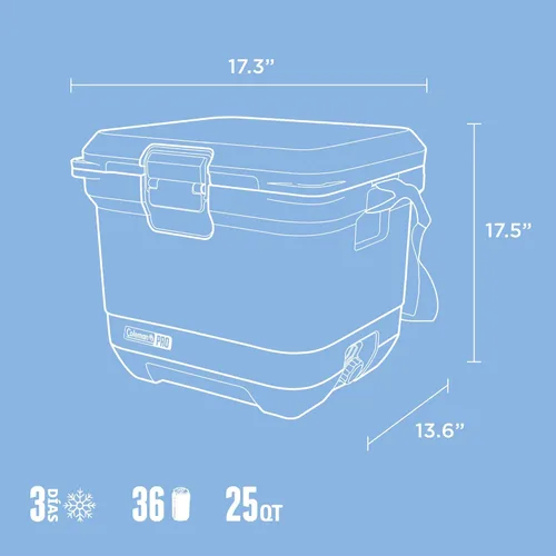 Miniatura 3 de Coleman Pro Enfriador Rígido Premium Ultraligero de Servicio Pesado de 25 cuartos, Aislamiento Extra Grueso Mantiene el Hielo hasta 3 Días