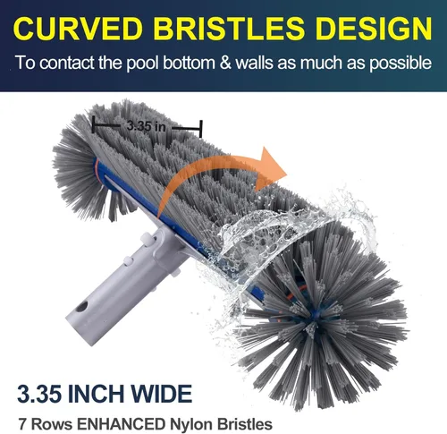 Miniatura 3 de POOLAZA Cepillo de piscina de 360 grados, cabezal de cepillo de piscina resistente de 17.5 pulgadas para piscinas enterradas/piscinas sobre el Azul