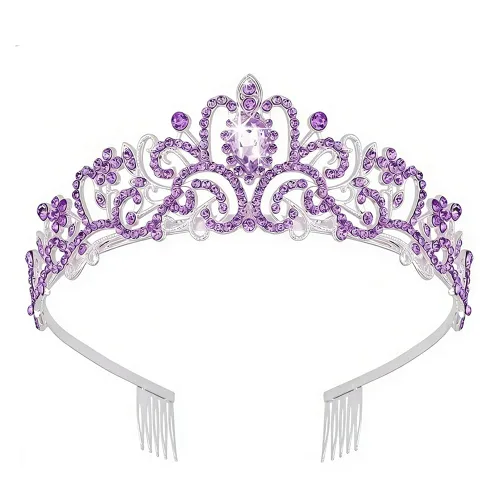 Miniatura 16 de JWICOS Corona de tiara de cristal para mujeres y niñas, elegante corona de princesa con peines, tiaras para mujeres, nupciales, bodas, bailes