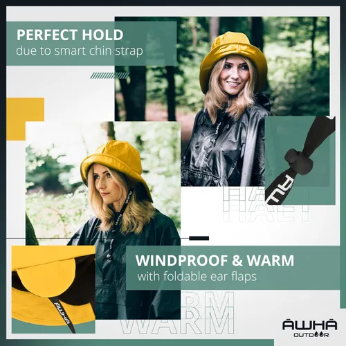 Miniatura 4 de AWHA Souwester, sombrero de lluvia, gorra impermeable con ala ancha y orejeras