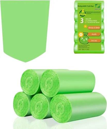 Miniatura 14 de Inwaysin - Mini bolsas de basura de 1.2 galones, bolsas de basura pequeñas, 6 litros, 100 bolsas, verde transparente