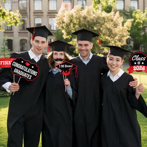 Miniatura 5 de KatchOn, Accesorios para cabina de fotos de graduación 2026 – Paquete de 21 Decoraciones de graduación rojas y negras 2026, accesorios