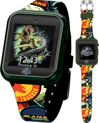 Jurassic World - Reloj inteligente interactivo para niños con pantalla táctil, cámara, juegos, podómetro, divertido reloj digital de aprendizaje con